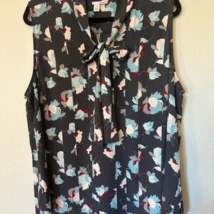 Halogen Black Floral Sleeveless Blouse